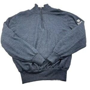 Footjoy Wool Lined Windbreaker Sweater 1/4 Zip‎ Pullover Blue Size Medium *Hole*